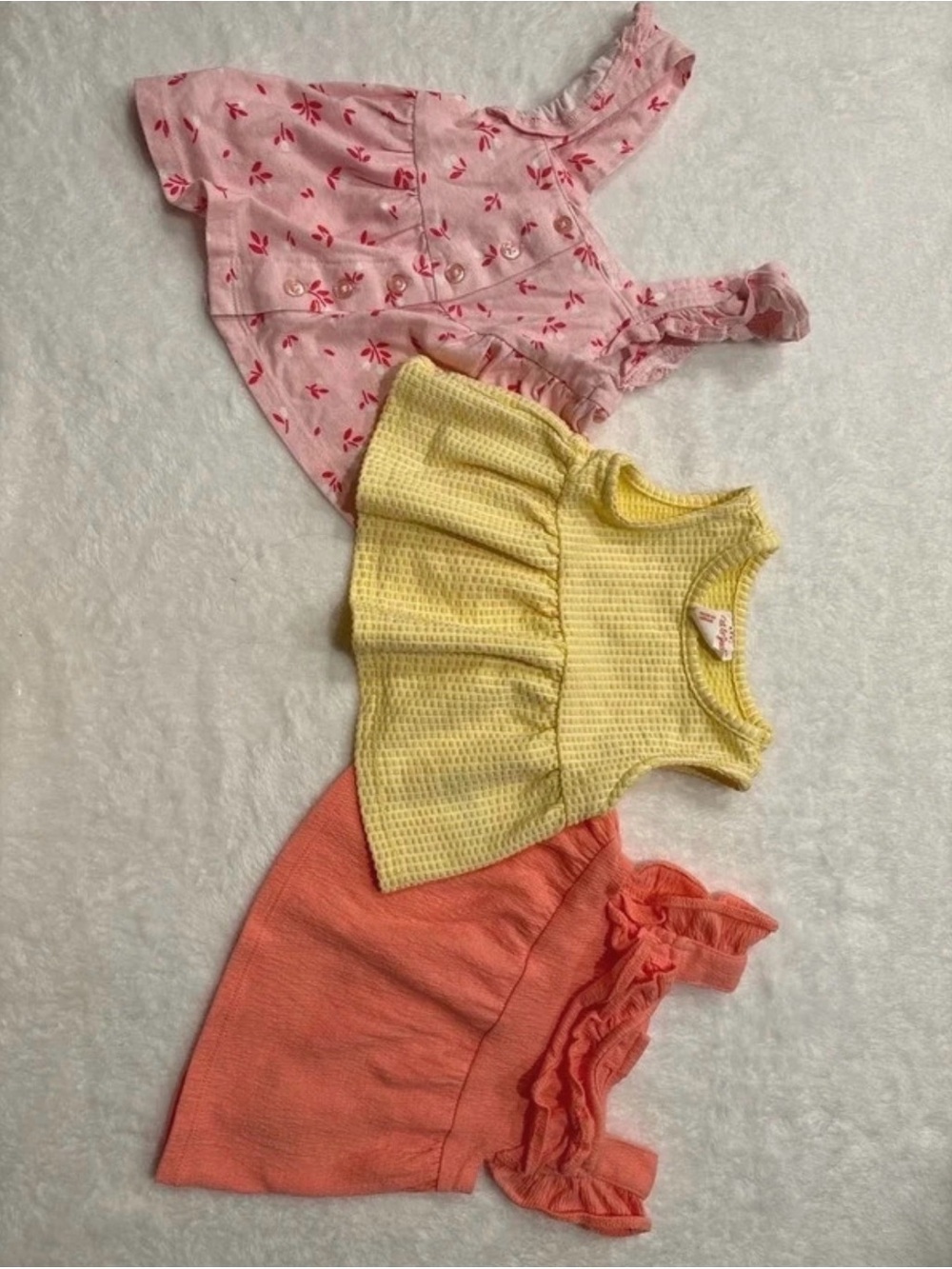 Cat & Jack Yellow Waffle Knit Ruffle Tank Top